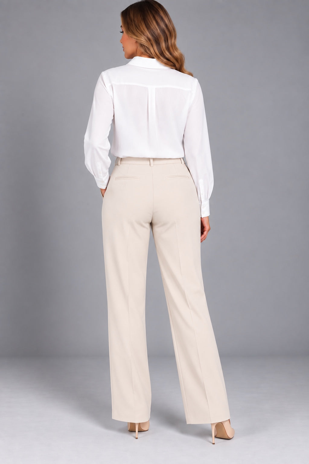 Sterling | Pocket Detail Straight Trousers [CLEARANCE -50%] — White (back)