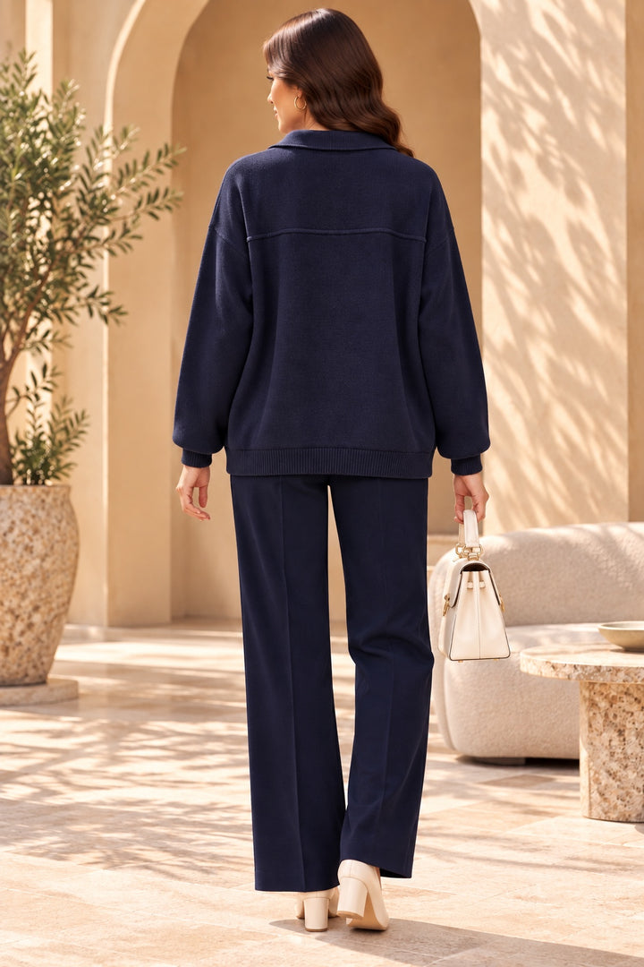 Delia | Cardigan — Navy (back)