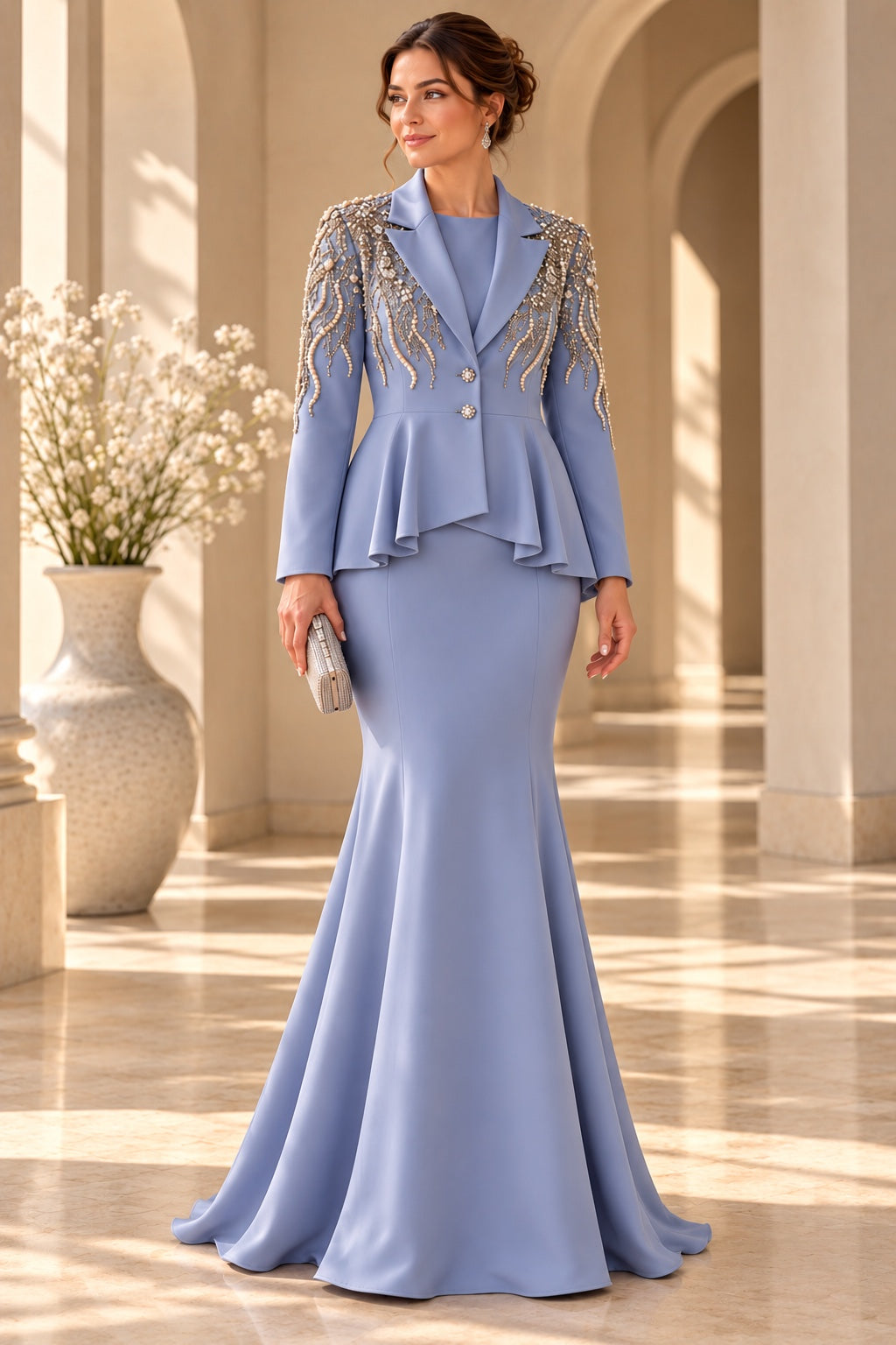 Emeline | Evening Dress — Blue (front)