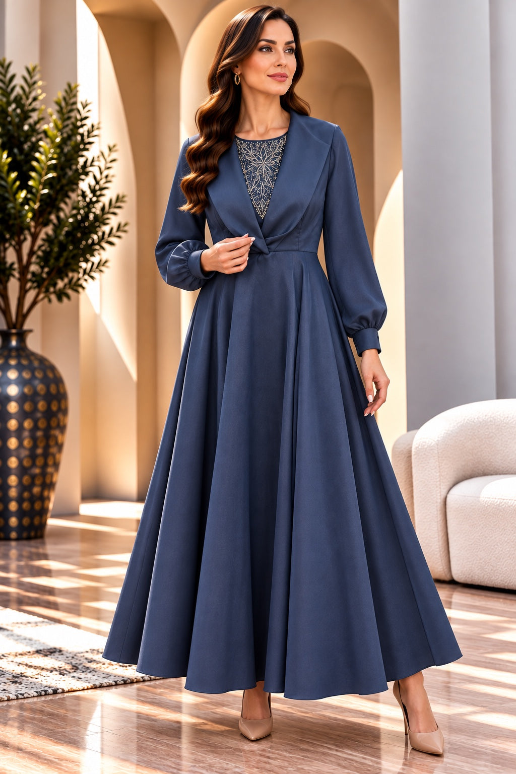 Fiadh | Evening Dress — Navy (front)
