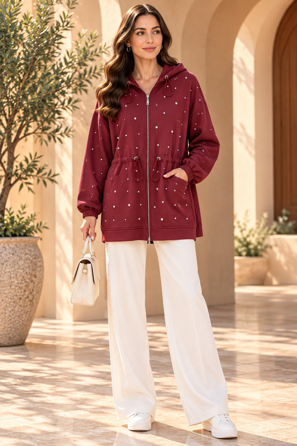 Galia | Jacket — Burgundy (front)