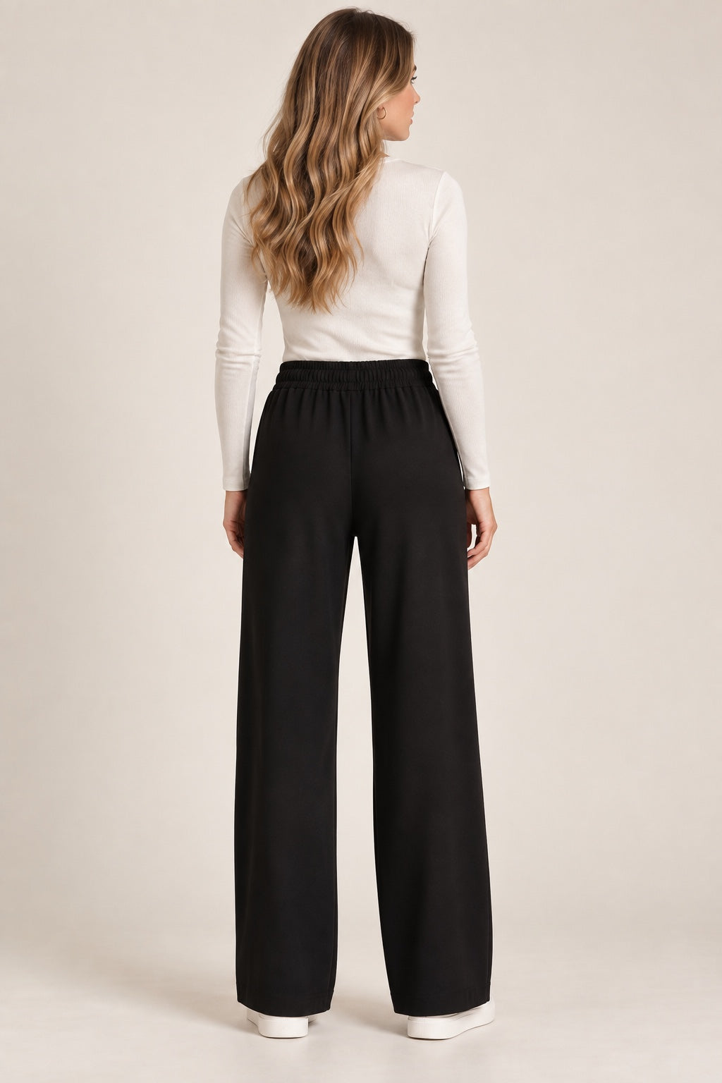 Pacific | Shirred Waist Flowy Pants [CLEARANCE -30%] — Black (back)