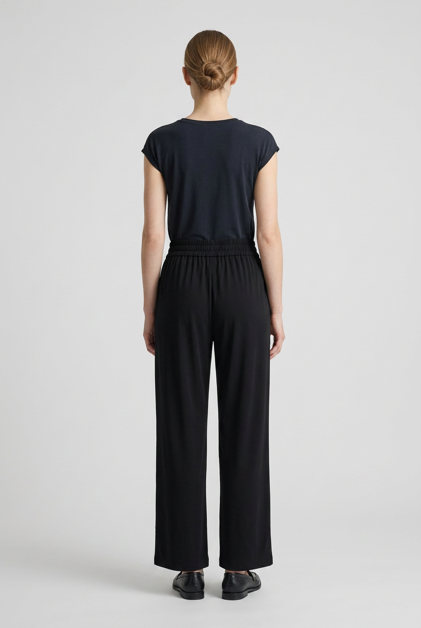 Pacific | Shirred Waist Flowy Pants [CLEARANCE -30%] — Black (back)