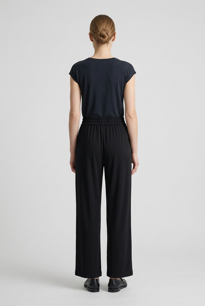 Pacific | Shirred Waist Flowy Pants [CLEARANCE -30%] — Black (back)