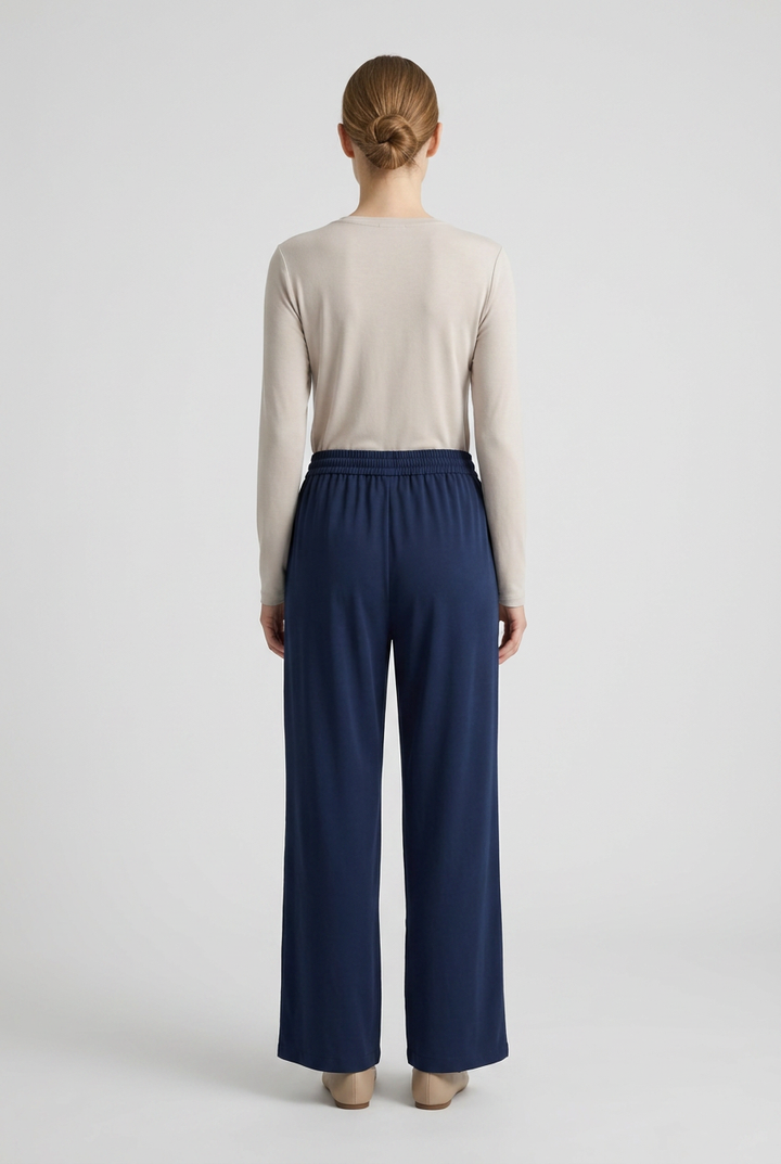 Pacific | Shirred Waist Flowy Pants [CLEARANCE -30%] — Navy (back)