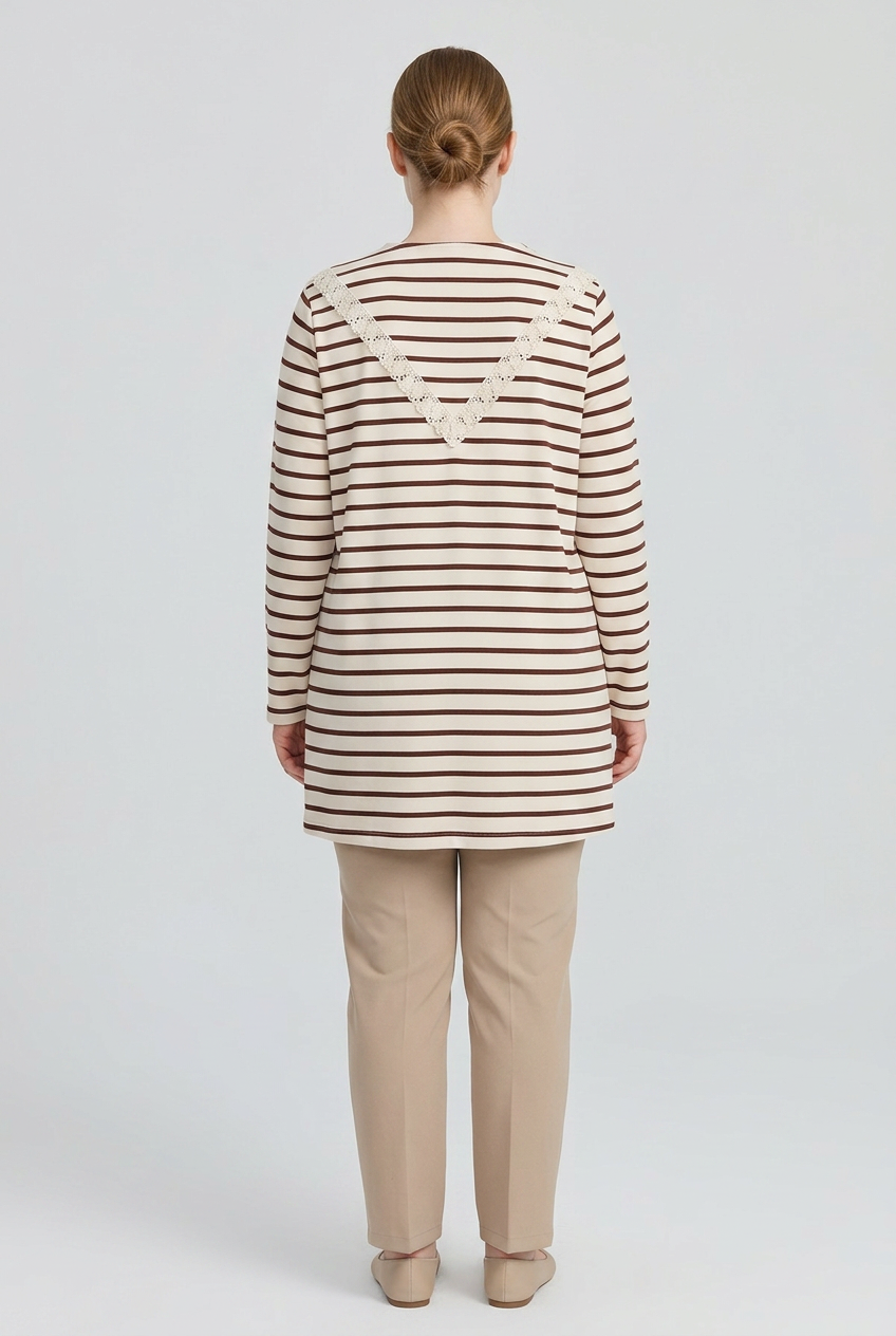 Cocoa | Striped Lace Sailor Collar Tunic — Multi (back)
