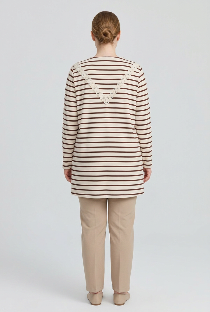 Cocoa | Striped Lace Sailor Collar Tunic — Multi (back)