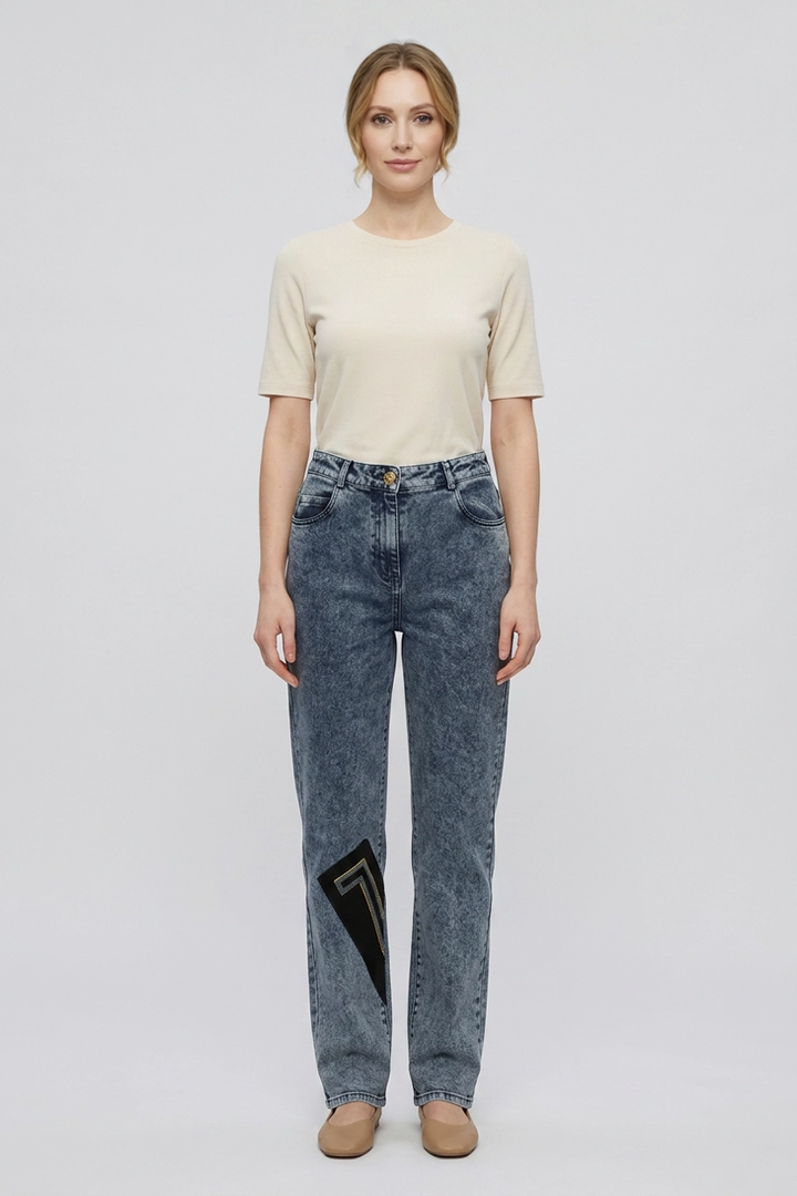 Noelle | Acid-Wash Denim Straight-Leg Jeans [CLEARANCE -50%] — Blue (front)