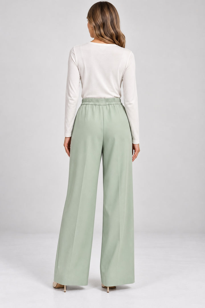 Soleil | Pleated Wide Leg Pants — Mint (back)
