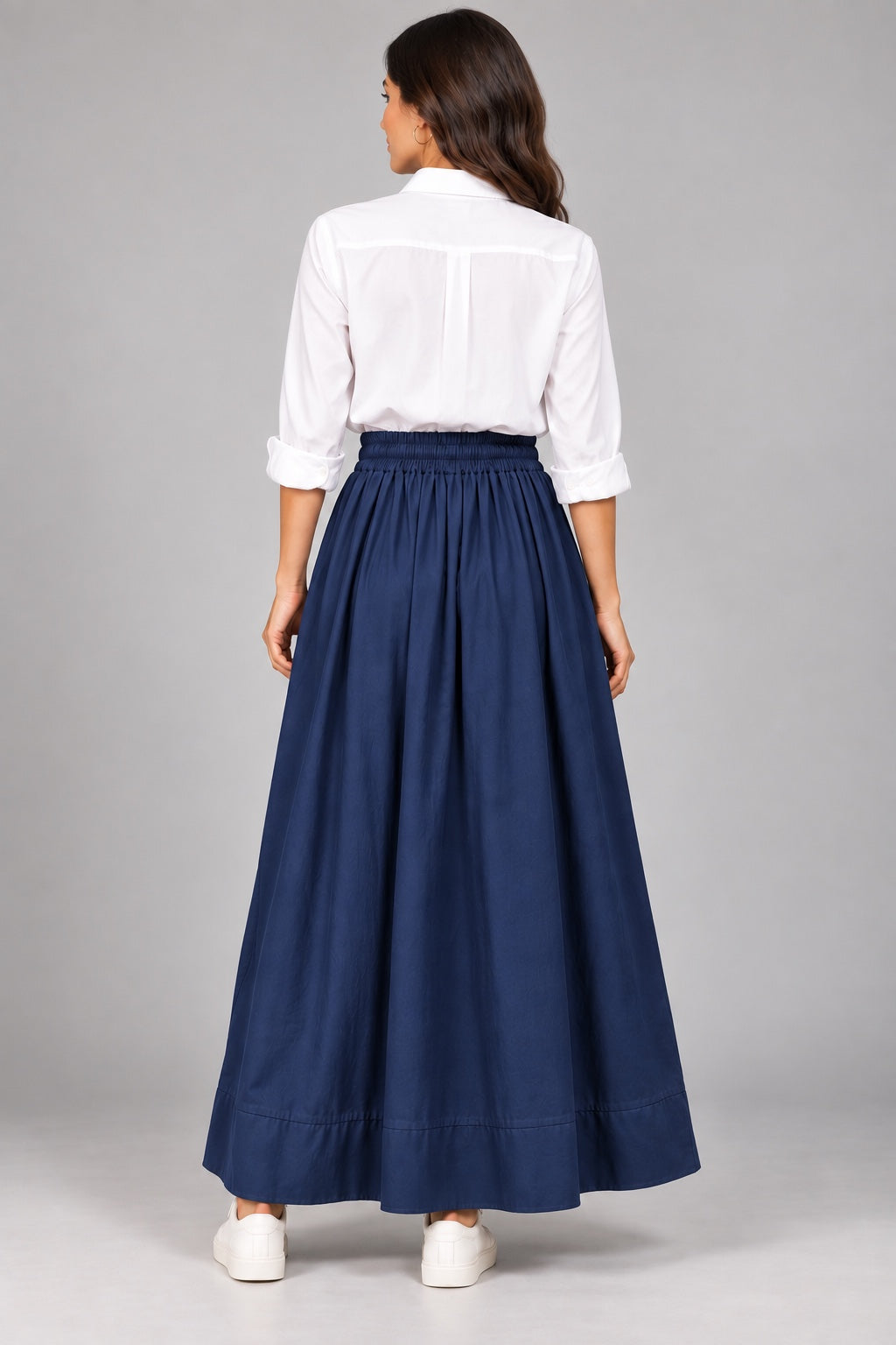 Ruby | Gathered Maxi Skirt — Navy (back)