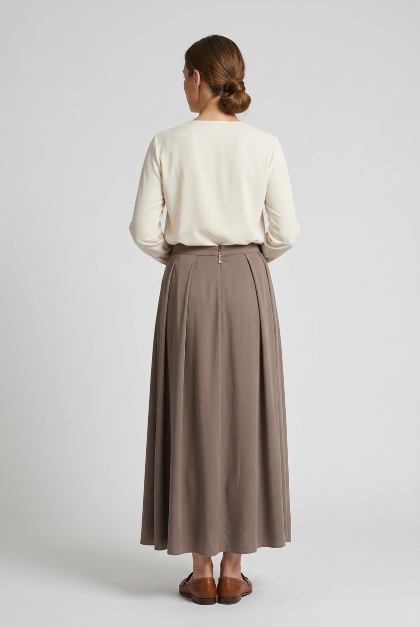 Taupe | Layered Handkerchief Maxi Skirt — Latte