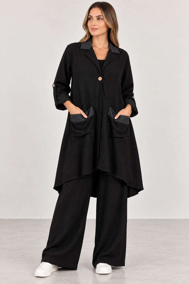 Fern | Washed Contrast Two-Piece Set [CLEARANCE -50%] — Black (front)