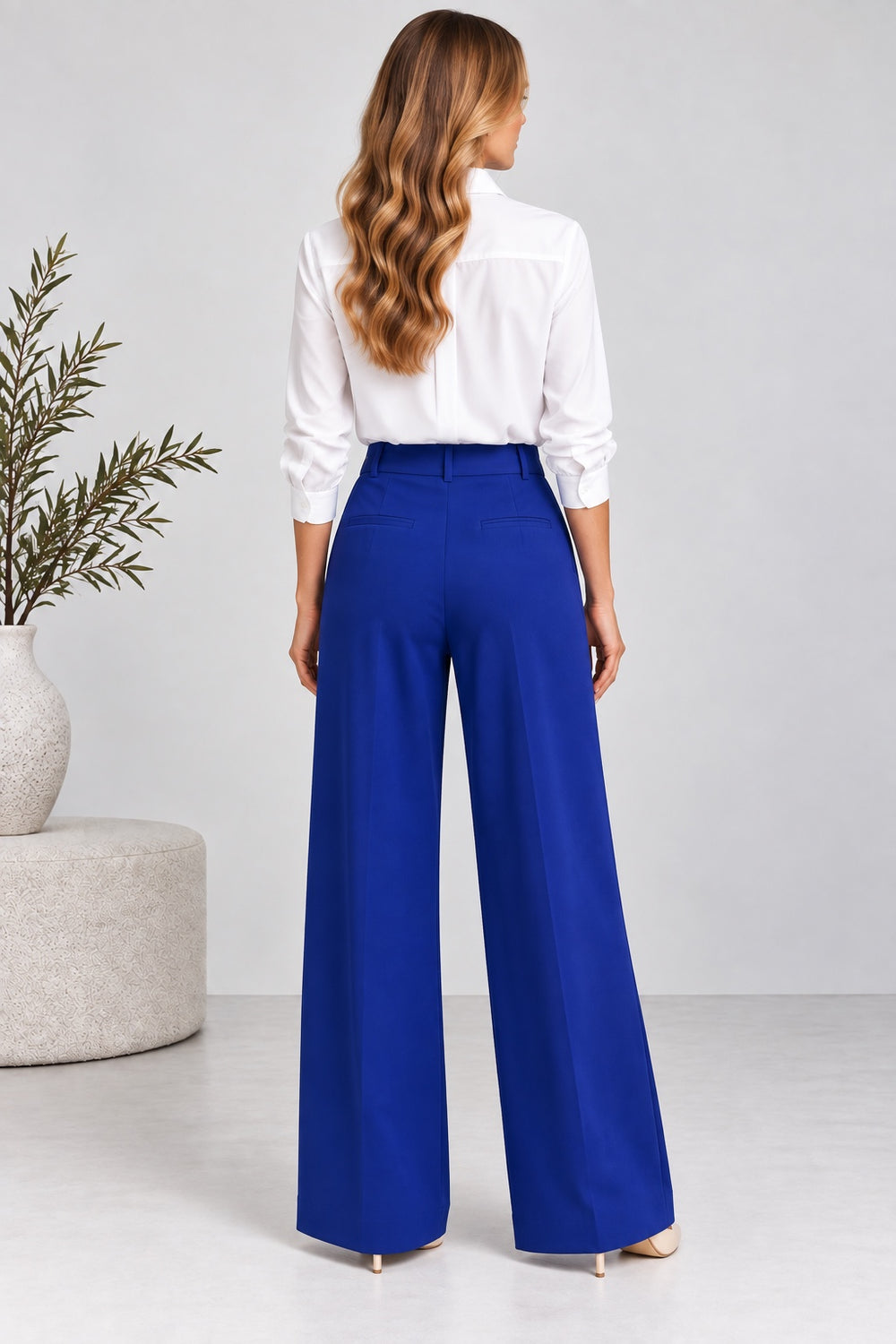 Sapphire | Chain Belt Wide Leg Pants [CLEARANCE -30%] — Saks (back)
