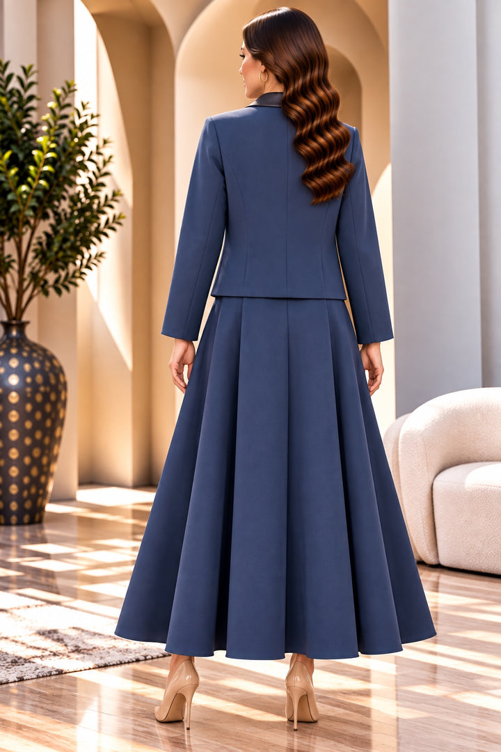 Nadine | Evening Dress — Navy (back)