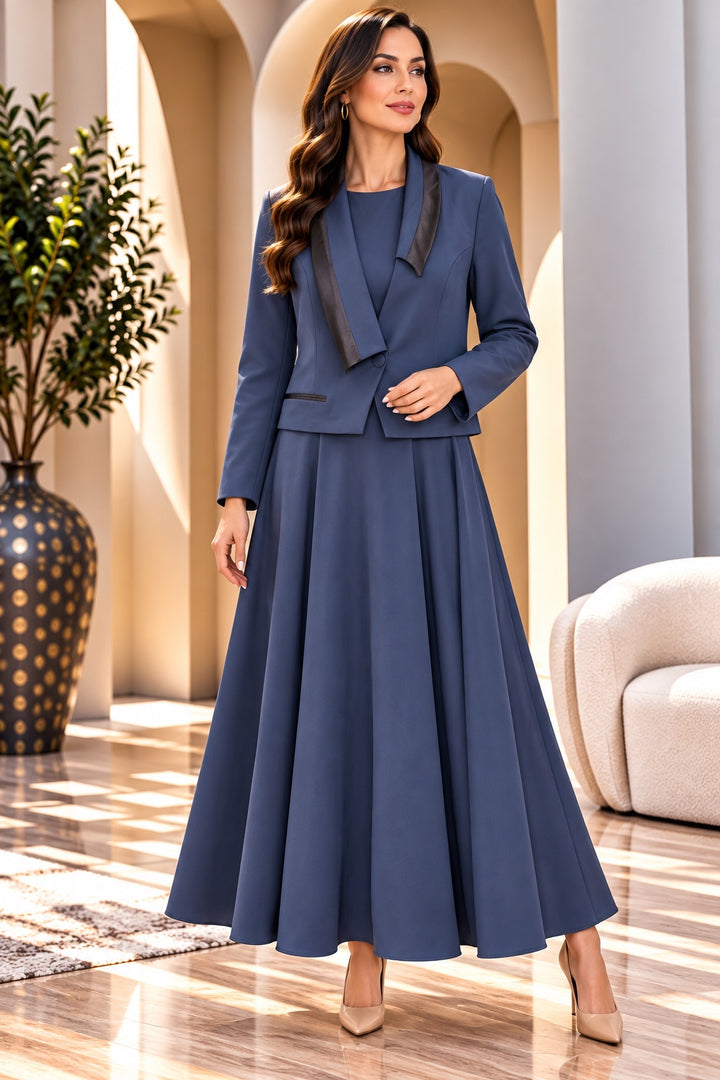 Nadine | Evening Dress — Navy (front)