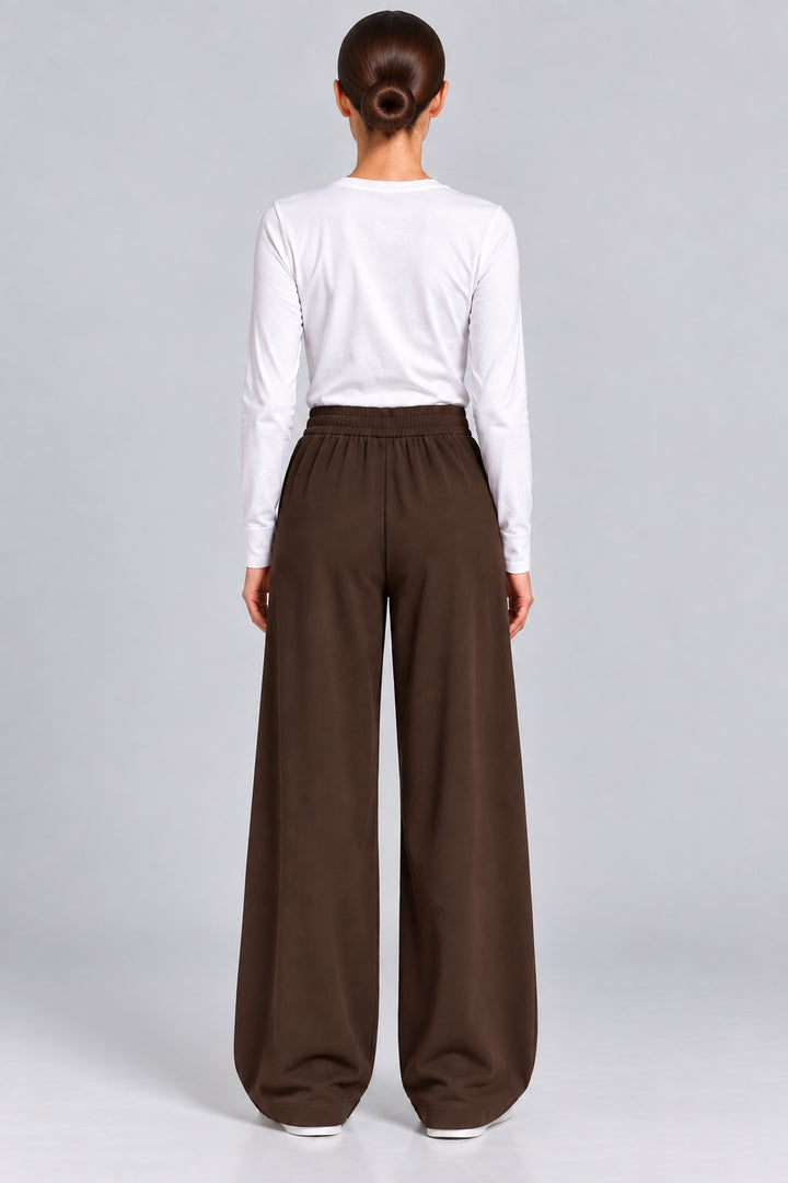 Flint | Pleated Tapered Trousers — Brown (back)