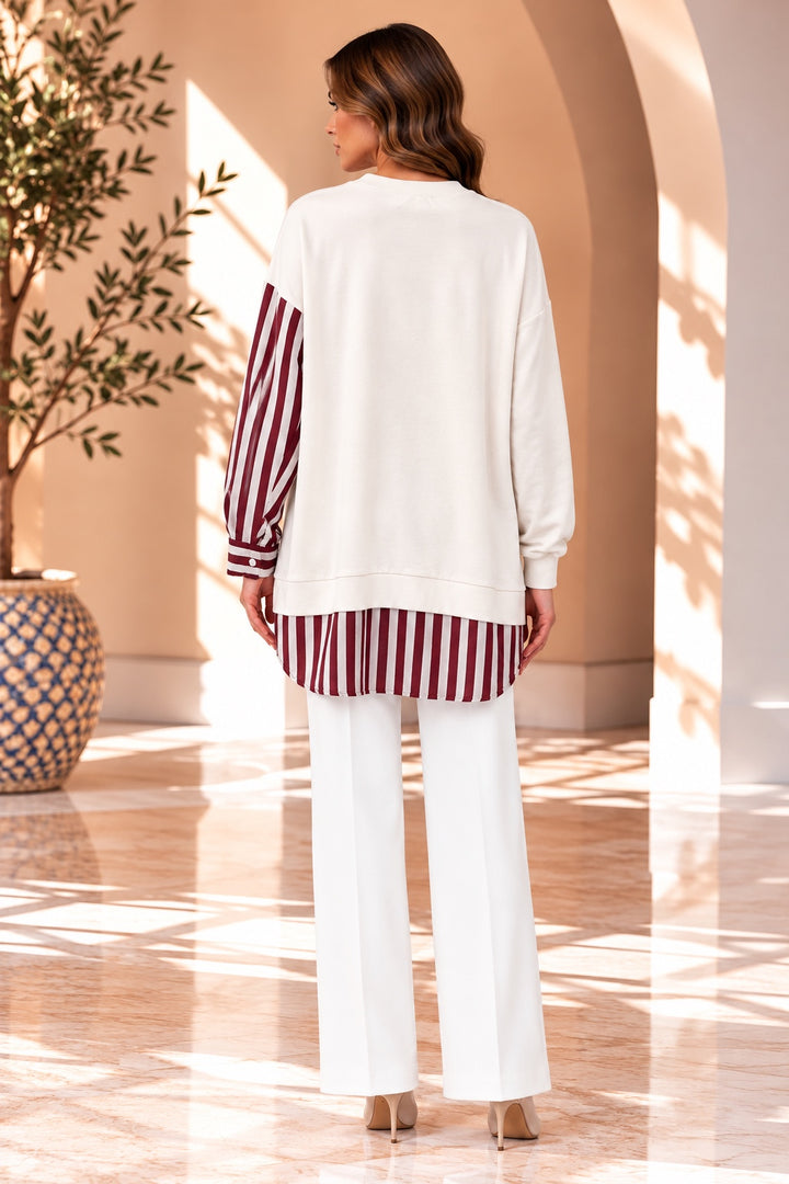 Maisie | Pearl Popcorn Pocket Tunic — White (back)