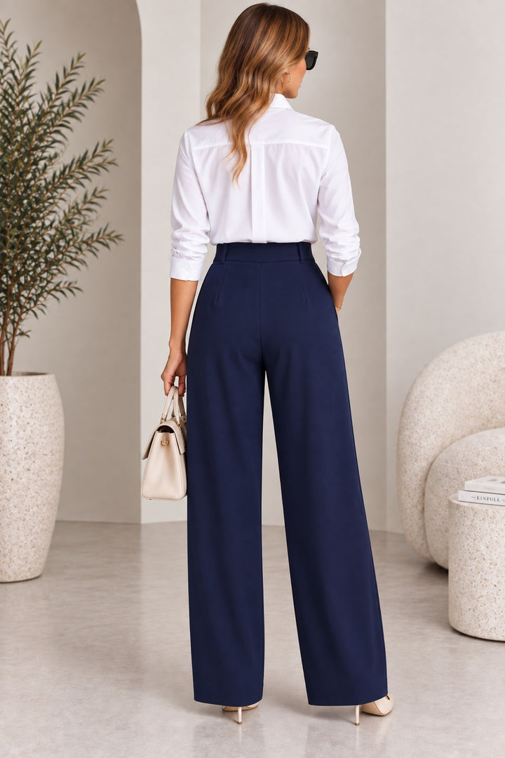 Marlin | Center Seam Wide Leg Pants [CLEARANCE -30%] — Navy (back)
