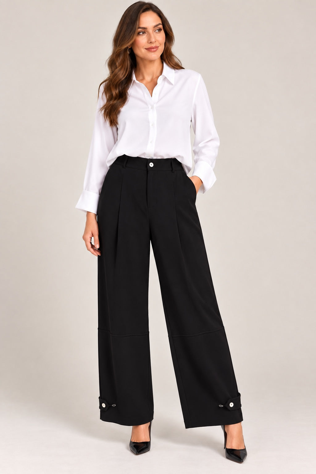 Harbor | Pocket Detail Tapered Trousers [CLEARANCE -50%] — Black (front)