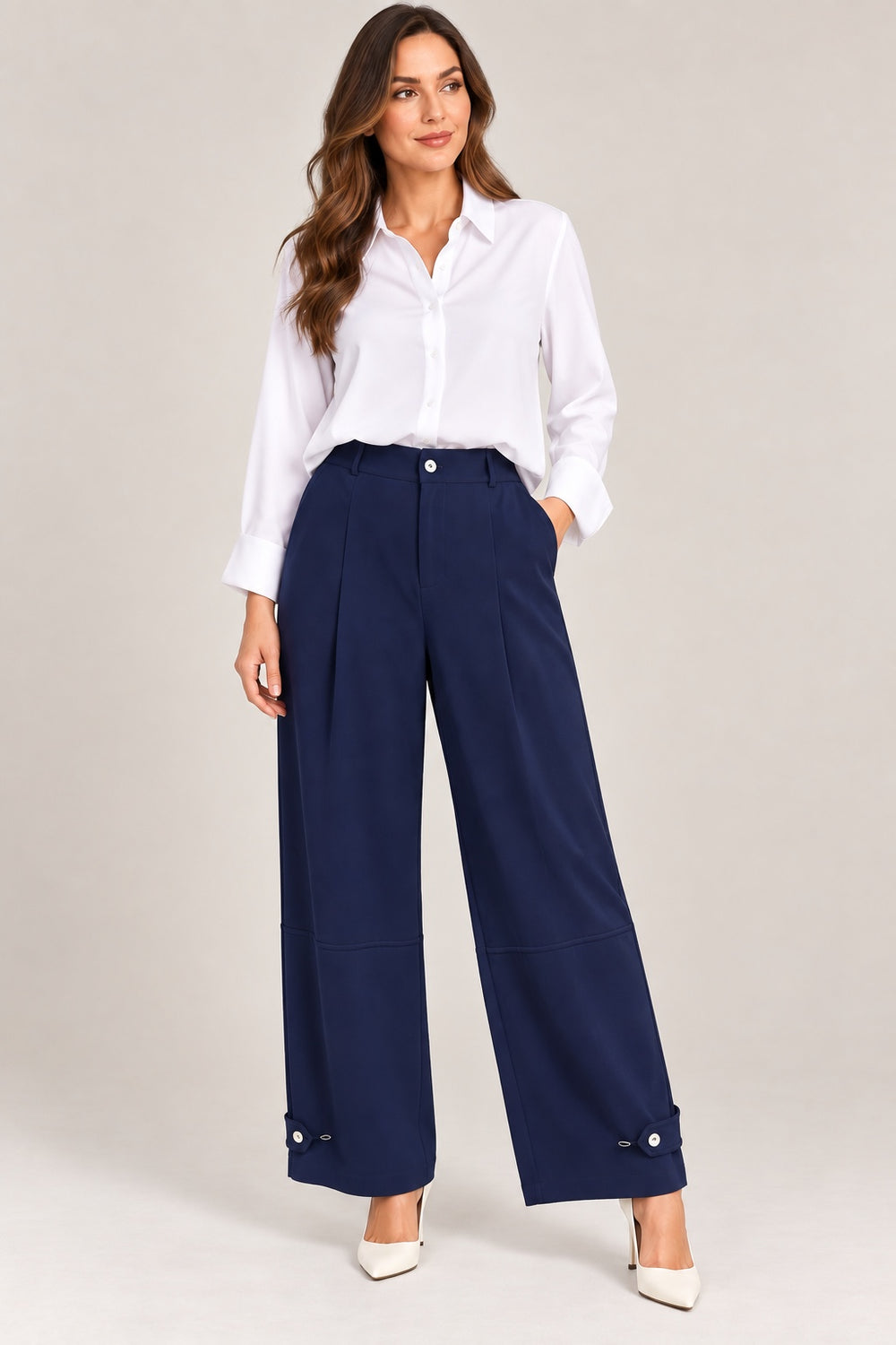 Harbor | Pocket Detail Tapered Trousers [CLEARANCE -50%] — Navy (front)