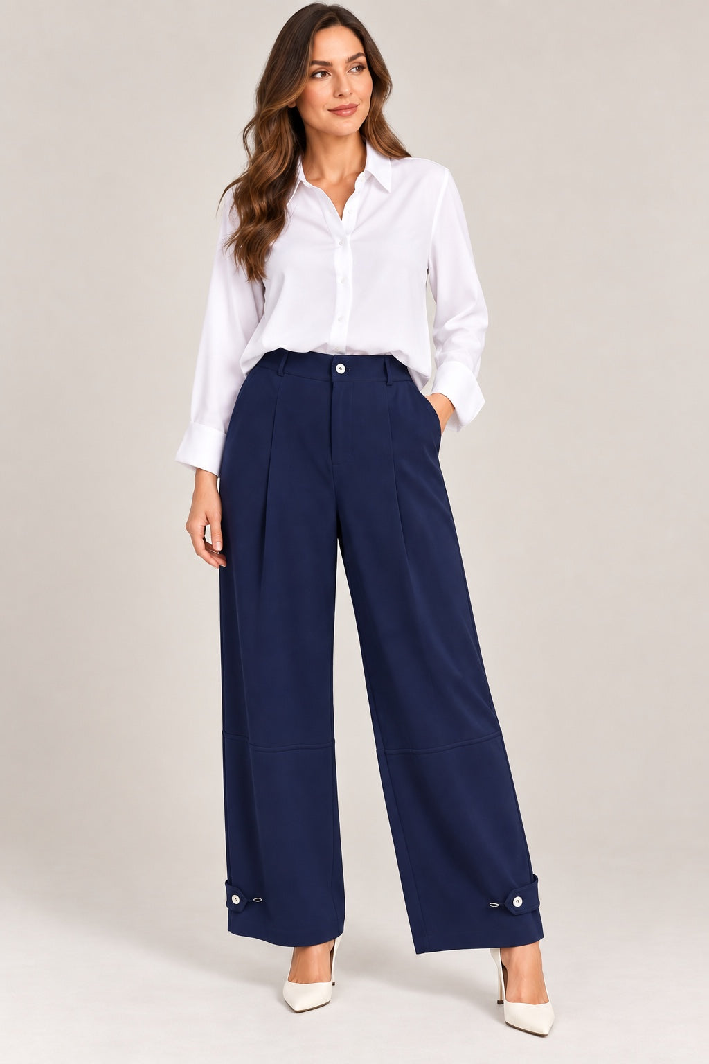 Harbor | Pocket Detail Tapered Trousers [CLEARANCE -50%] — Navy (front)