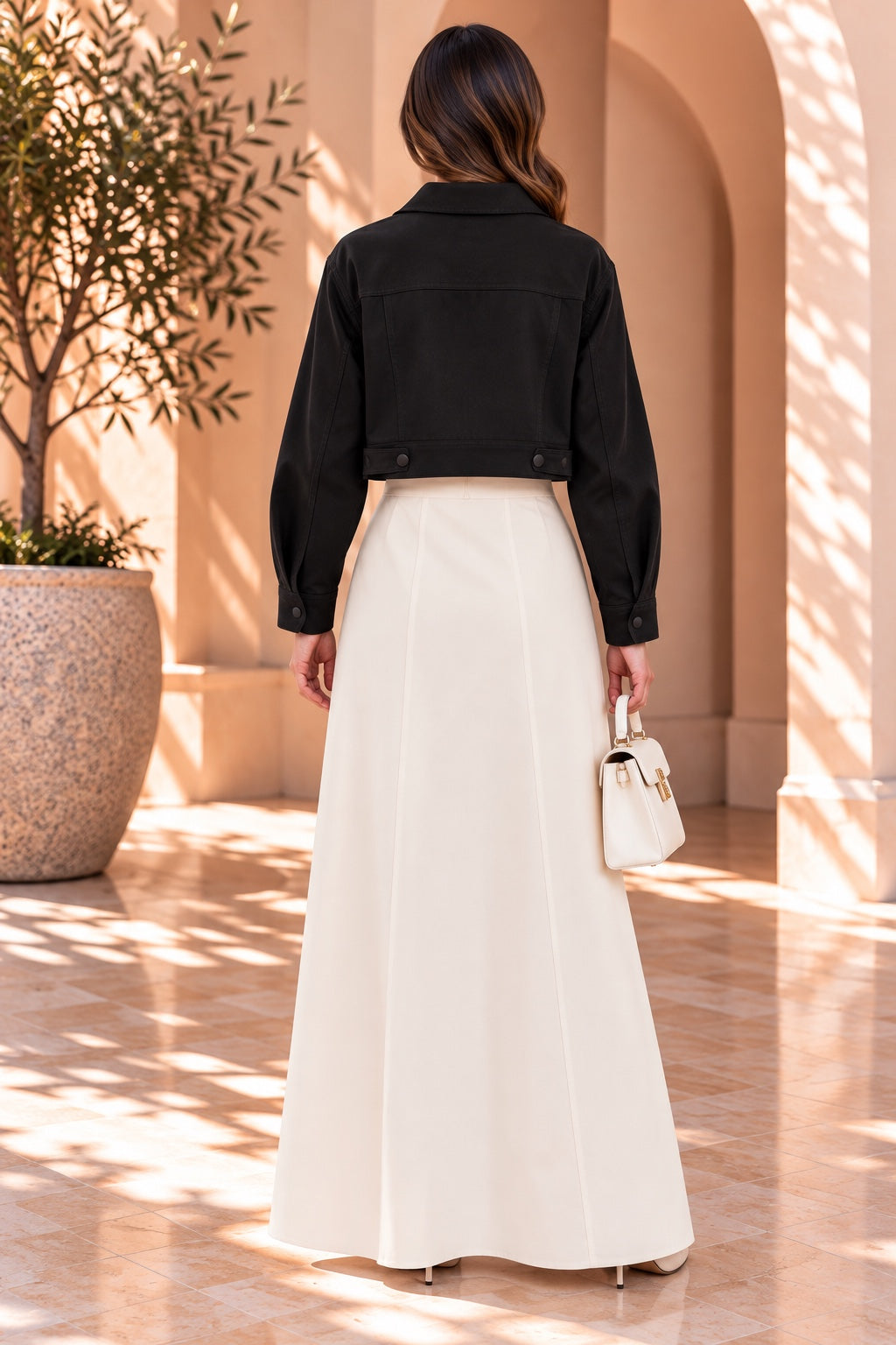 Raven | Cropped Pocket Jacket — Black (back)