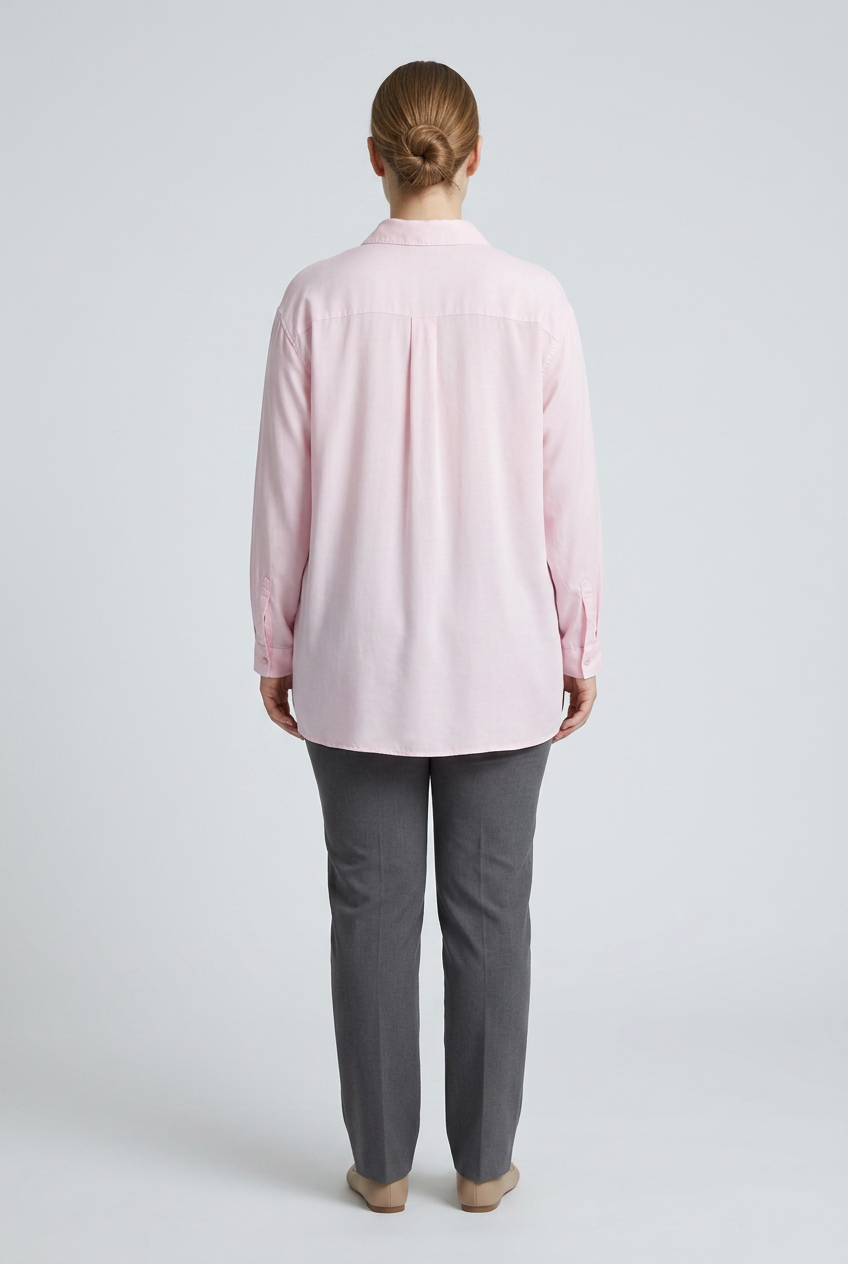 Celeste | Pearl Floral Button-Down Shirt — Pink (back)