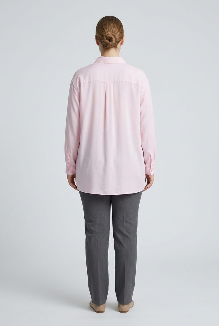 Celeste | Pearl Floral Button-Down Shirt — Pink (back)
