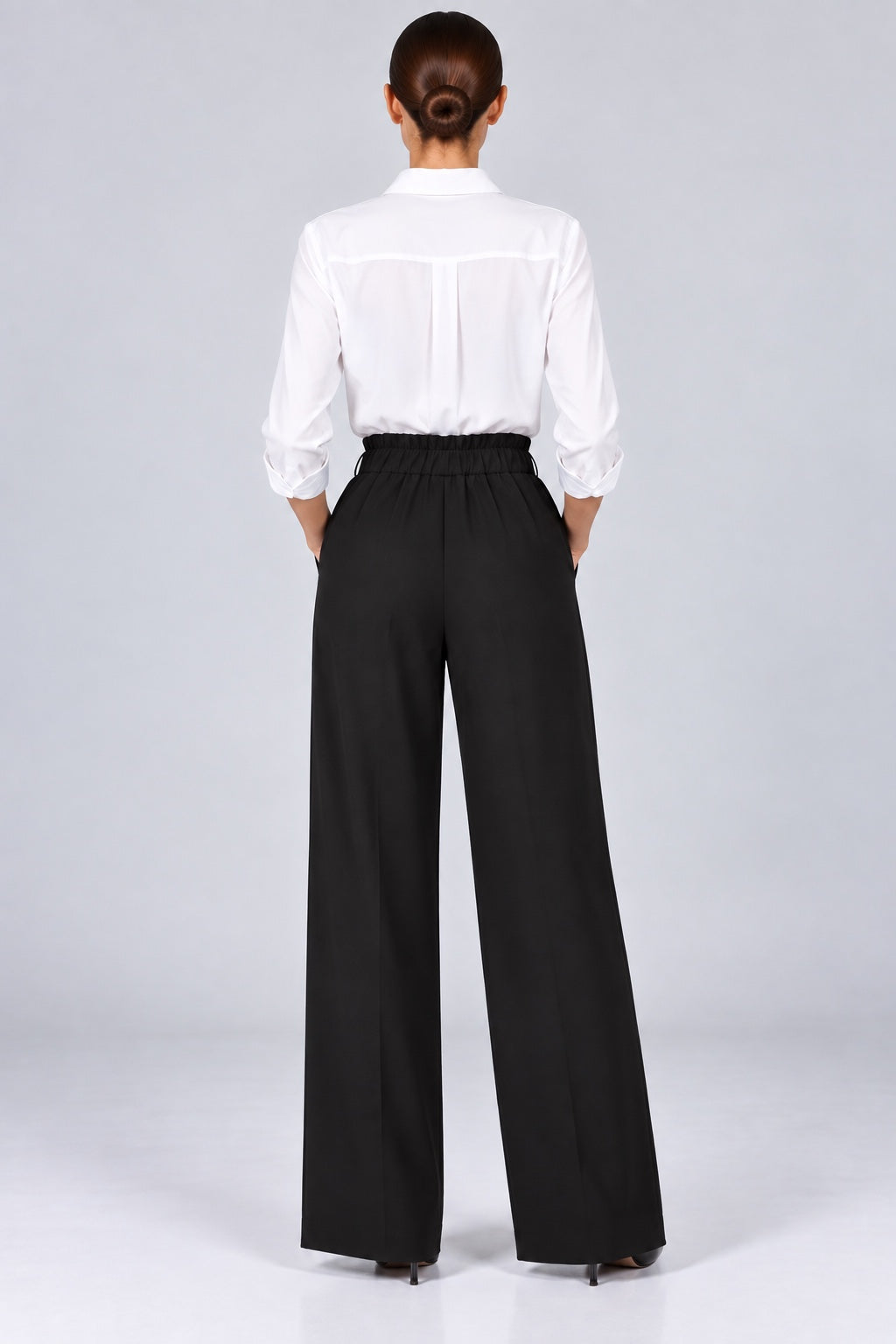Obsidian | Tie Waist Slim Pants [CLEARANCE -30%] — Black (back)