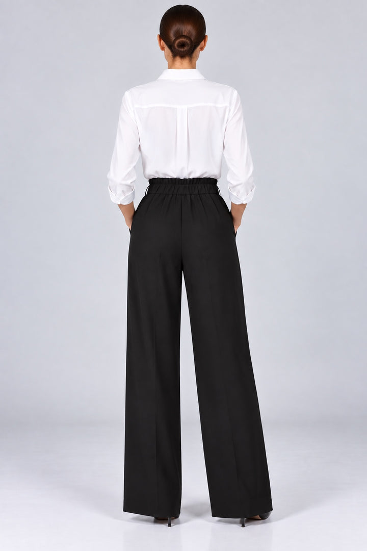 Obsidian | Tie Waist Slim Pants [CLEARANCE -30%] — Black (back)