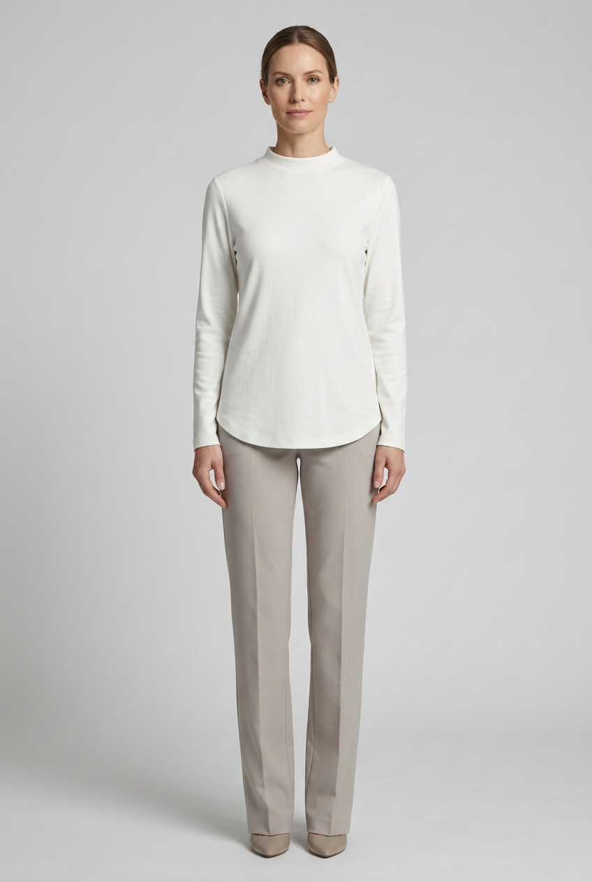 Alba | Mock Neck Tie Cuff Tunic — White