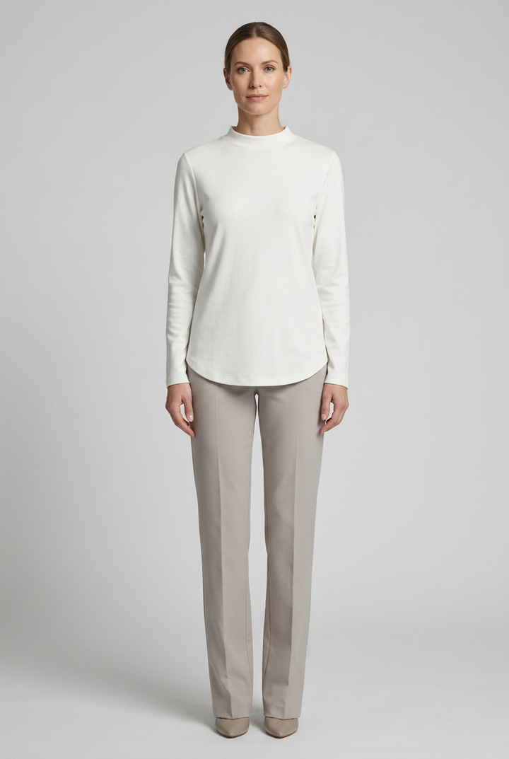 Alba | Mock Neck Tie Cuff Tunic — White