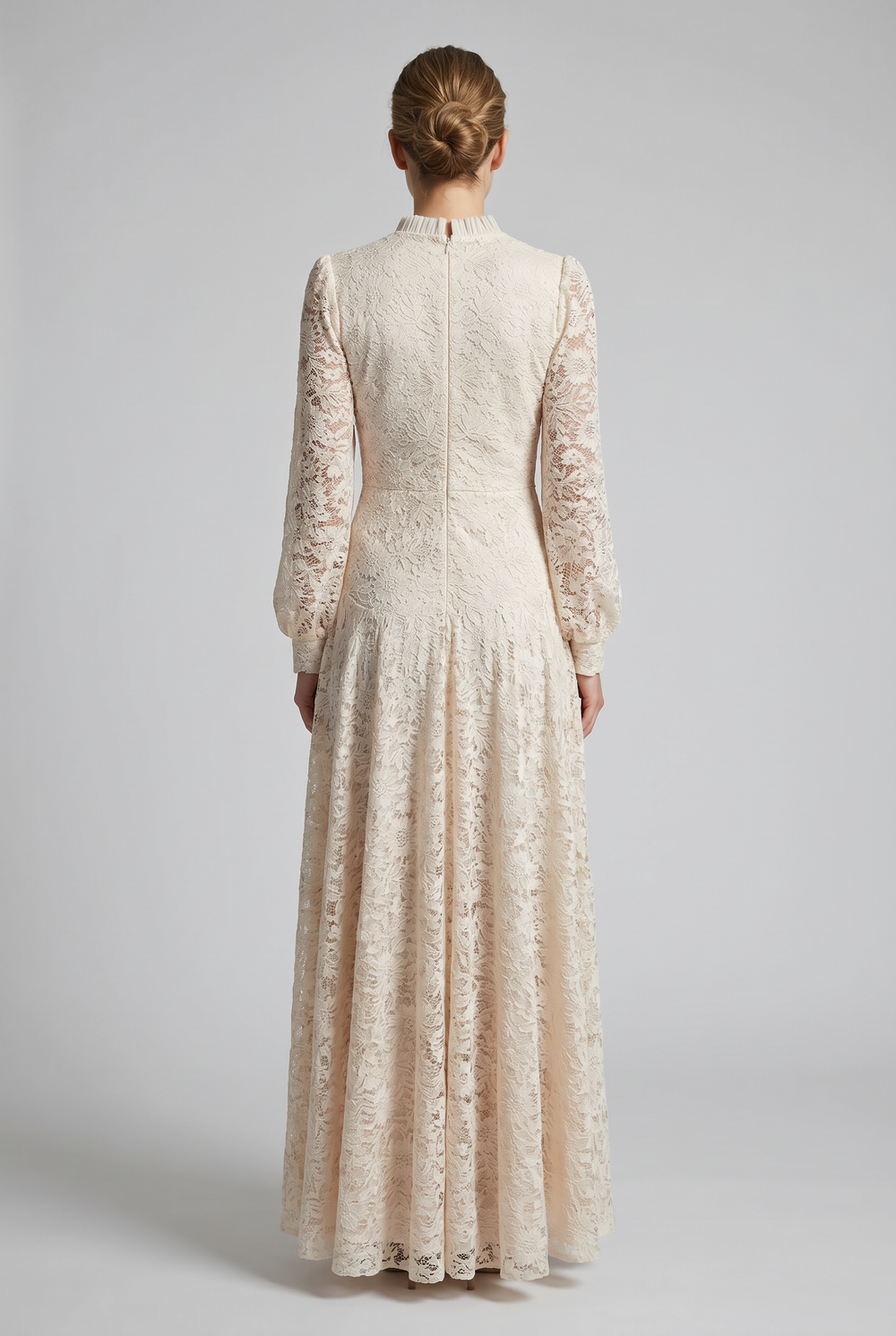 Adriana | Beaded Lace Empire Evening Gown back view