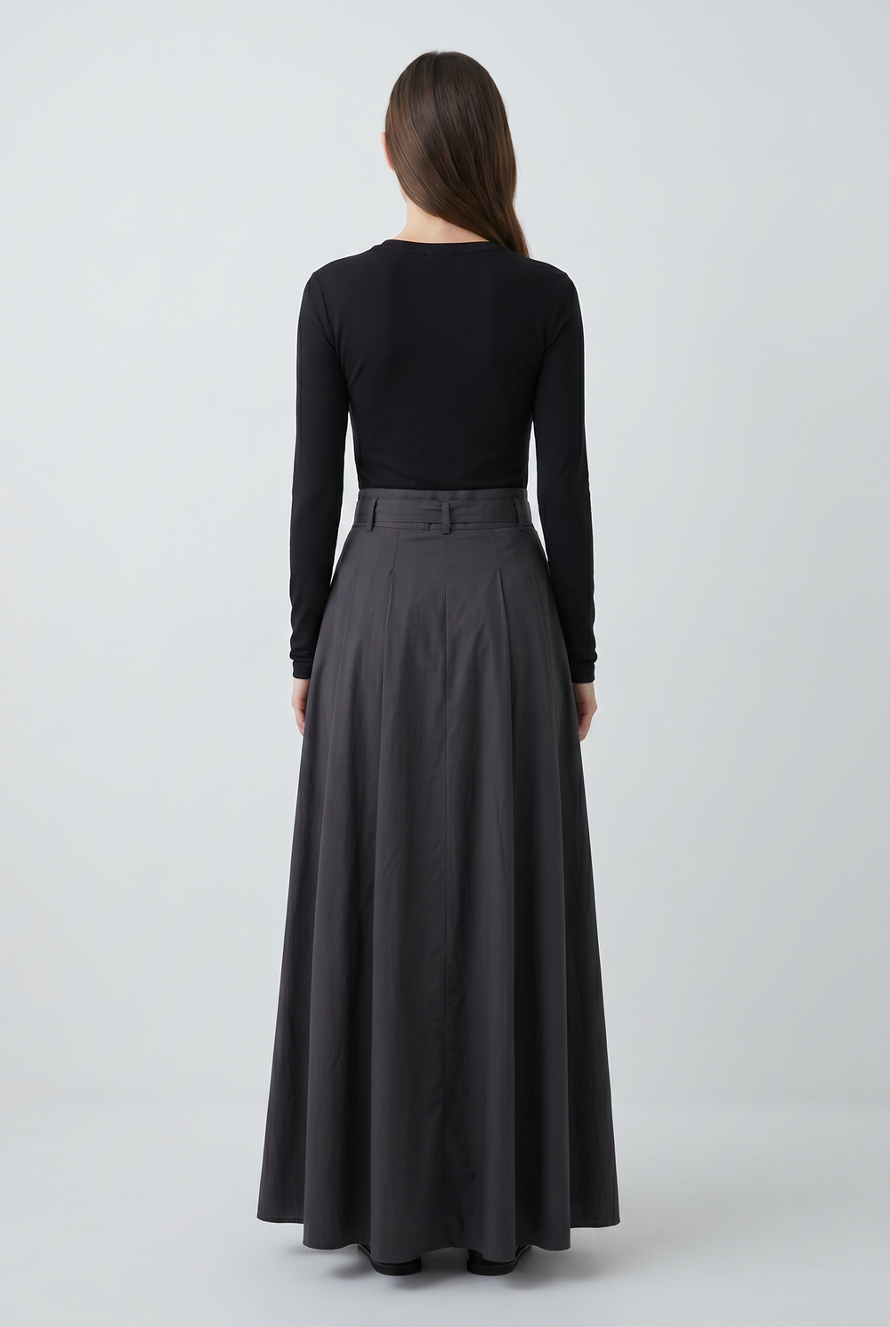 Scout pleated belted maxi skirt back view
