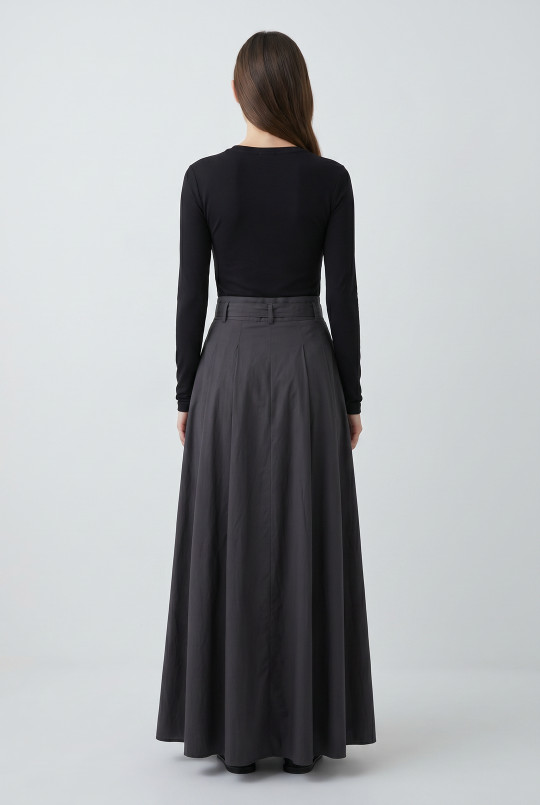 Scout pleated belted maxi skirt back view