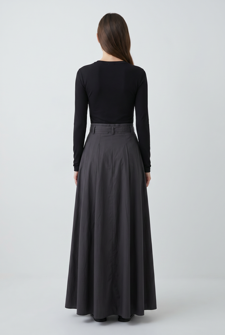 Scout pleated belted maxi skirt back view