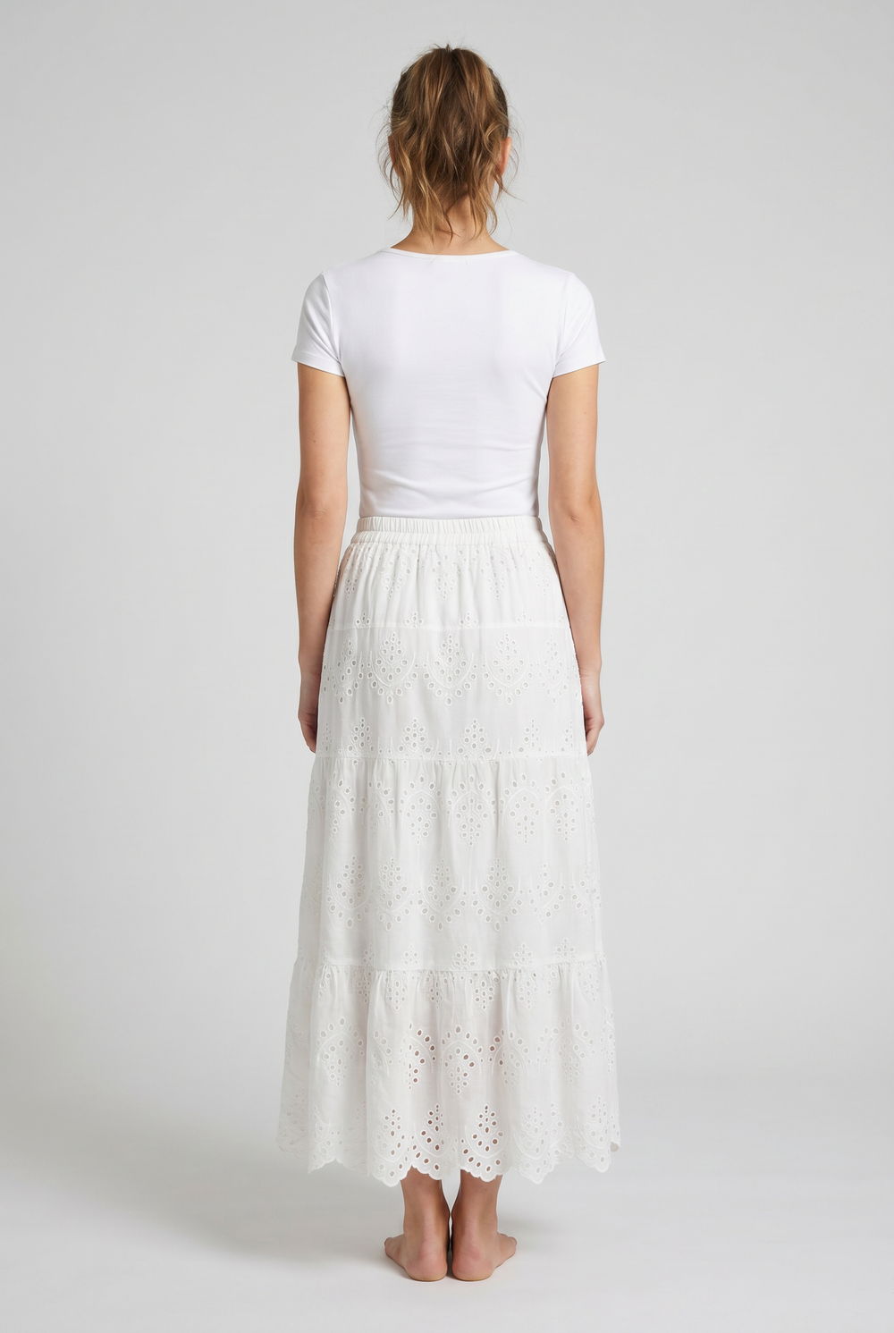 Luna eyelet tiered maxi skirt back view
