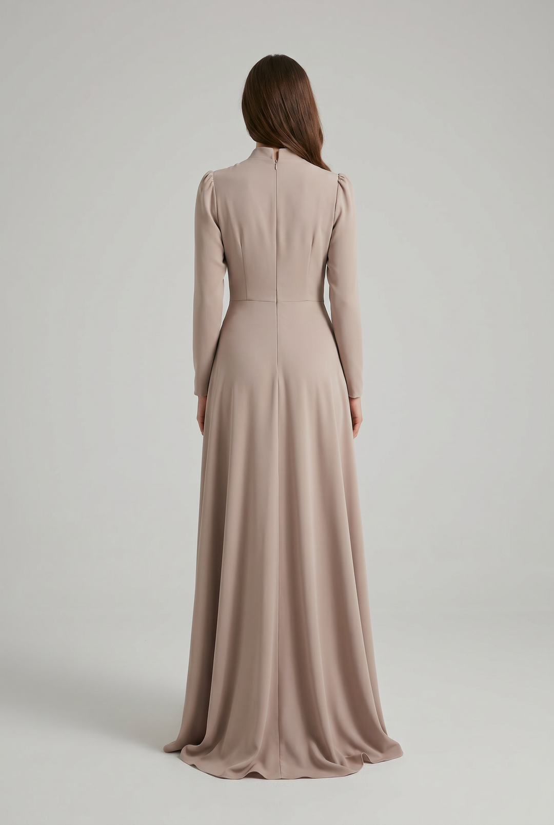 Delphine | Crepe Draped Evening Dress back view