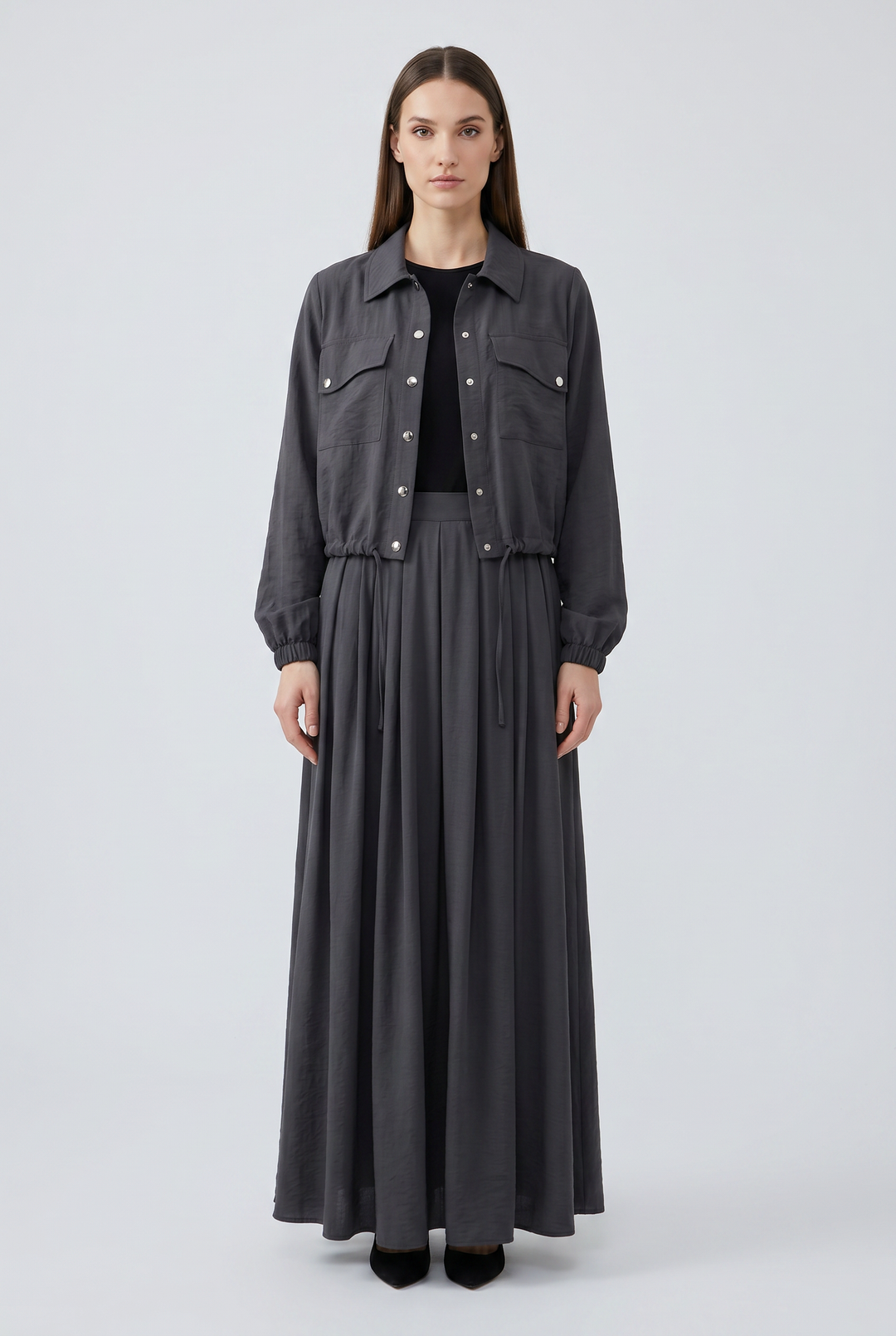 Verbena cropped shacket and skirt set