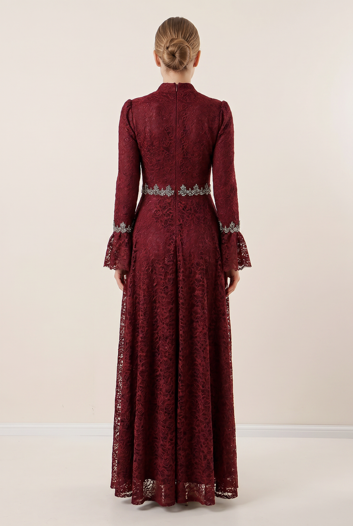 Cordelia lace embellished evening gown back view