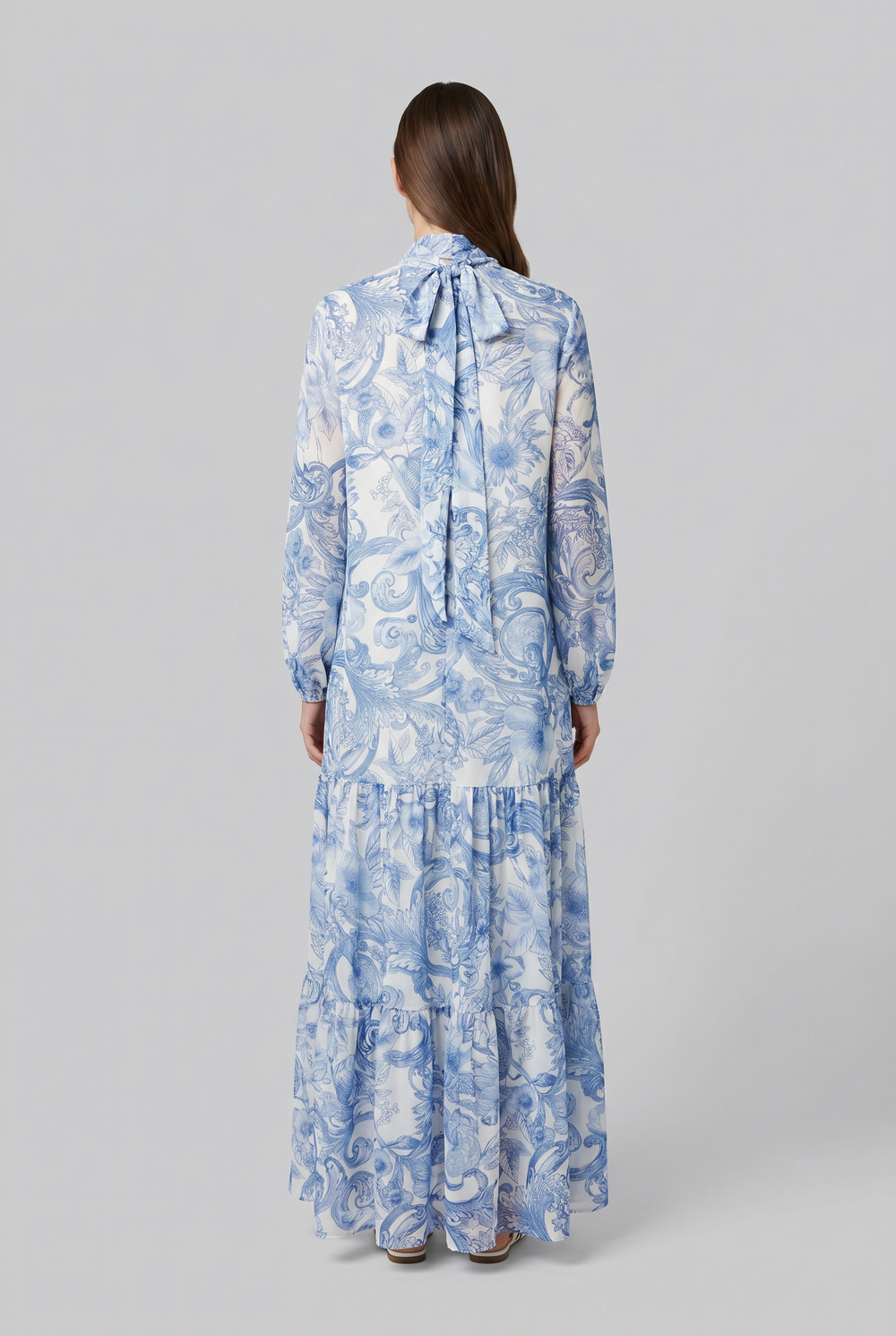 Cornflower floral shirt dress back view