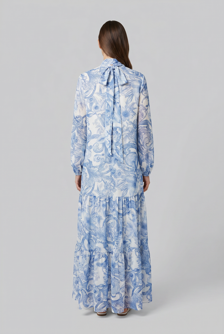 Cornflower floral shirt dress back view