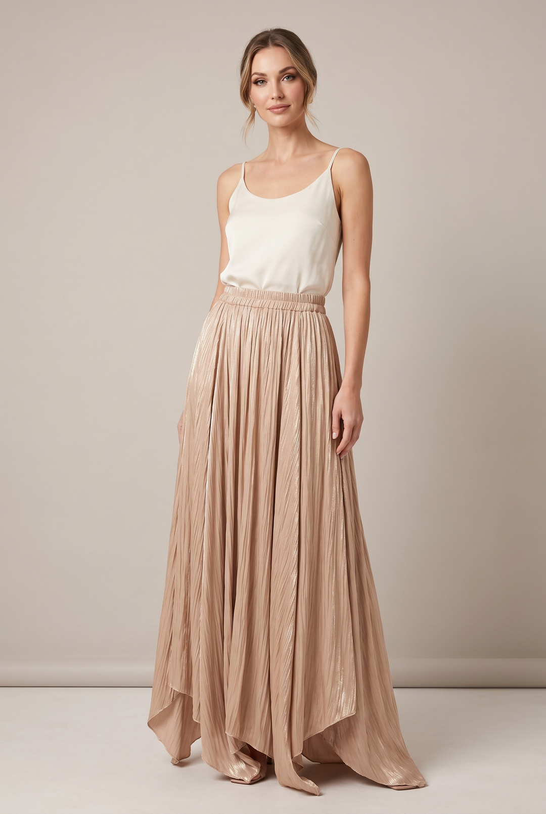 Model wearing Zephyr | Siphon Pleated Maxi Skirt