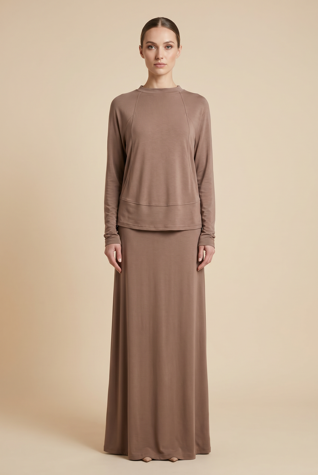 Solenne jersey tunic and skirt co-ord