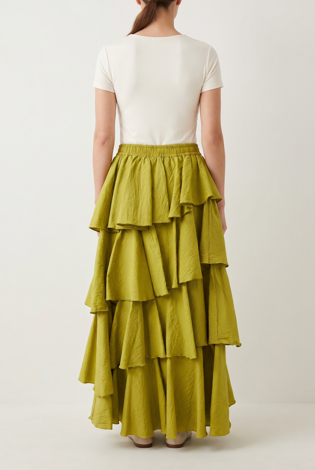 Isolde crinkle ruffle maxi skirt back view
